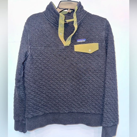 Patagonia Tops - Patagonia Quilted Snap-T Pullover Small Gray Organic Cotton
